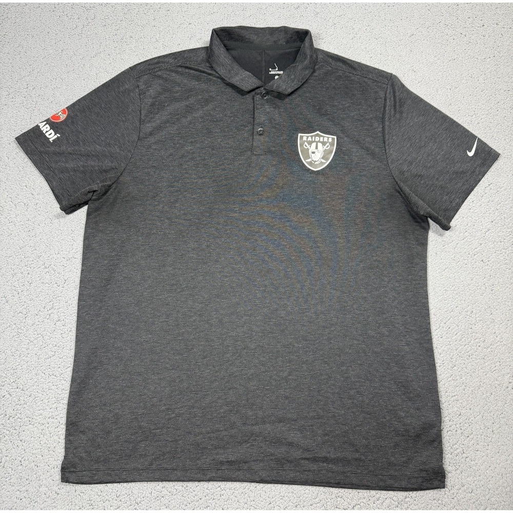 Nike Las‎ Vegas Raiders Polo Shirt Mens XL Black NFL Football Bacardi Sponsor